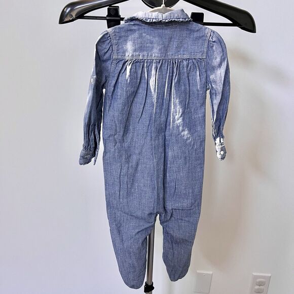 Ralph Lauren Chambray Coverall Baby Size 24 Months Denim Outfit GUC Button Snap - Picture 7 of 8